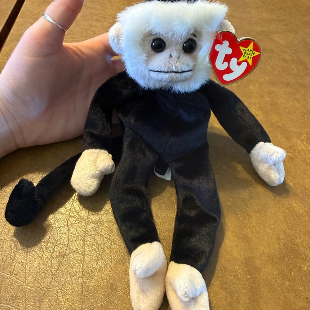 NWT Ty Black Monkey “Mooch” Beanie Baby Monkey Plush - Vintage